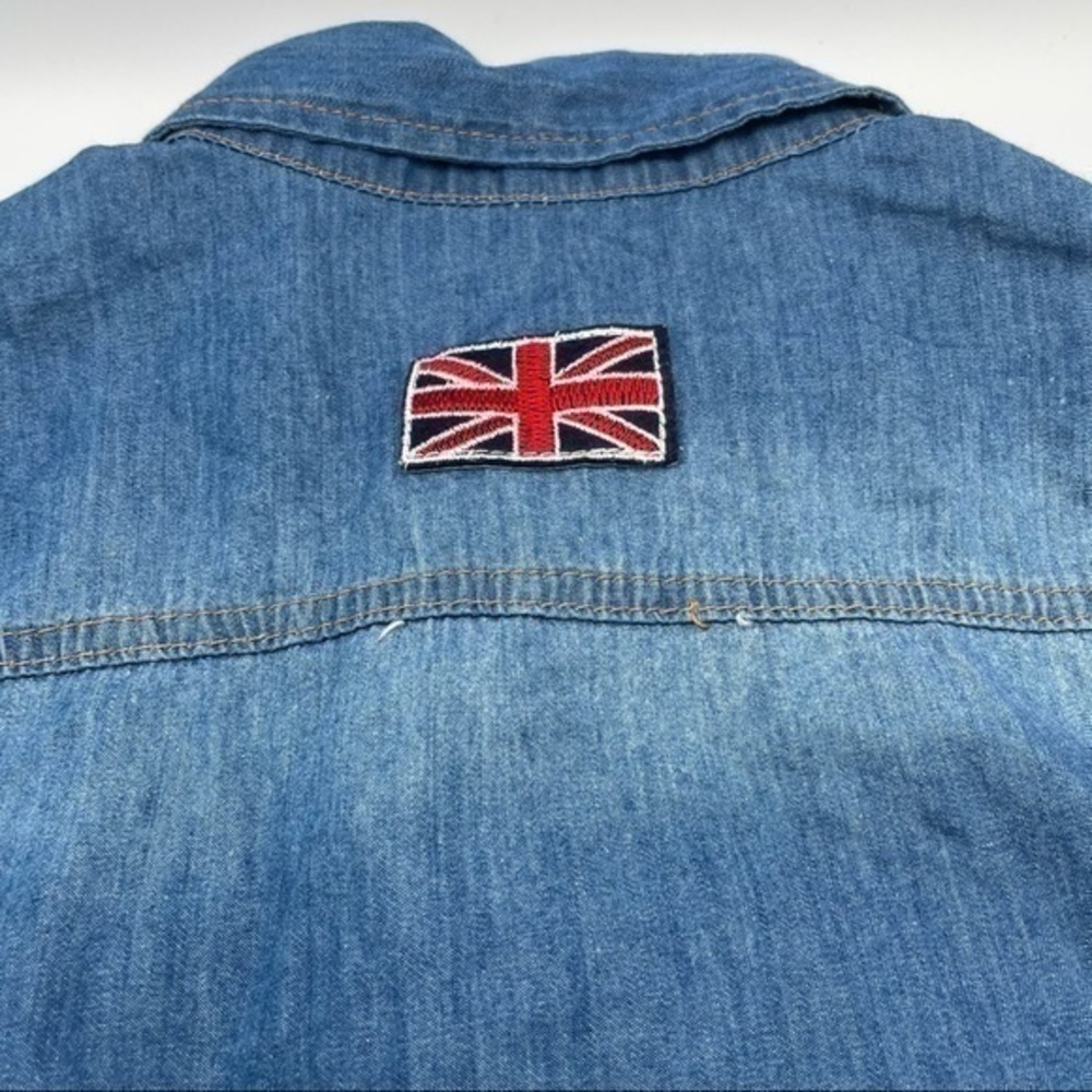 Vintage American Flag Denim Shirt S Womens Top Shirt Stars Stripes Patriotic - Picture 7 of 9